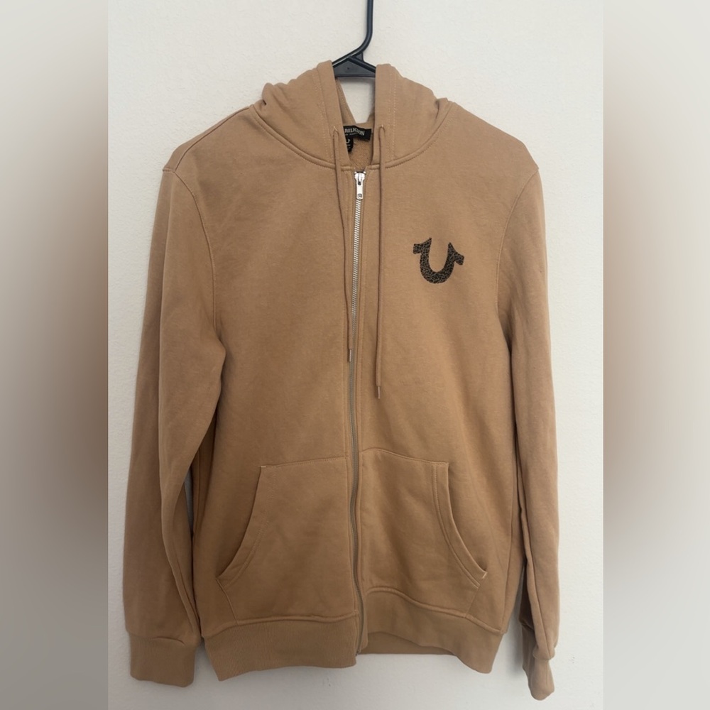 True Religion Beige Zip-Up Hoodie